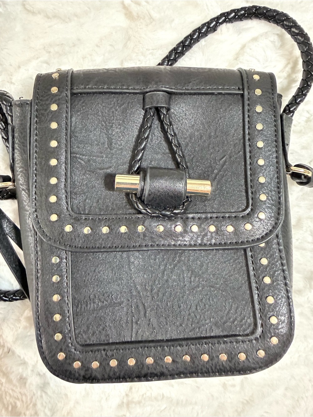 Sam and Hadley Black Studded Crossbody Bag with Braided Strap - NWOT - Picture 8 of 16